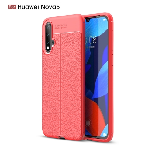 

Litchi Texture TPU Shockproof Case for Huawei Nova 5(Red)