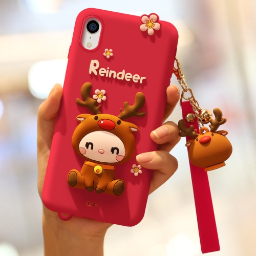 

Lovely Reindeer Full Package Anti Falling Silicone Sleeve for iPhone XR(Red)