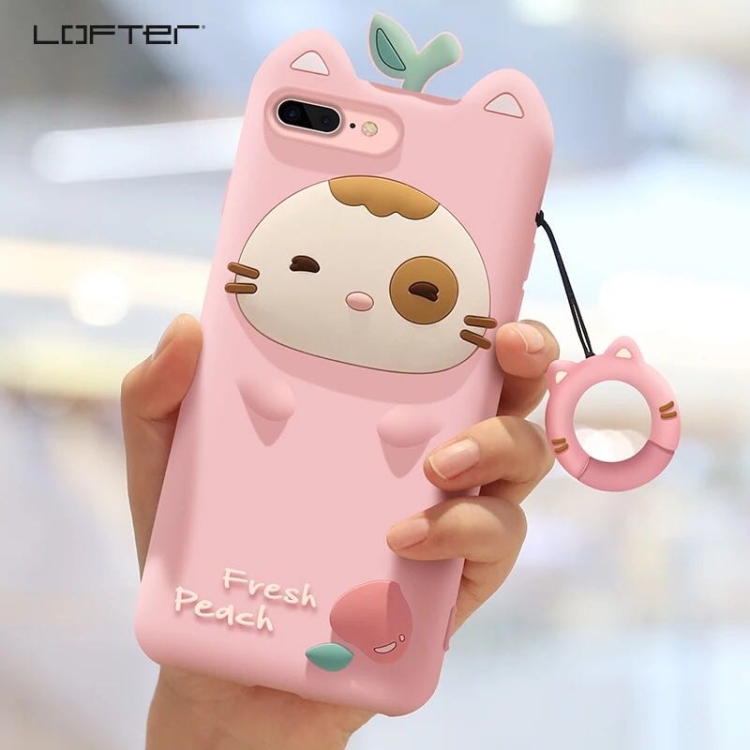 

Juicy Peach Small Stay Full Package Anti Falling Silicone Sleeve for iPhone 7 Plus / 8 Plus(Pink)
