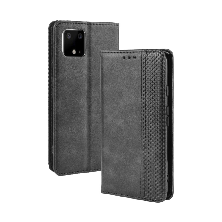 

Magnetic Buckle Retro Crazy Horse Texture Horizontal Flip Leather Case for Google Pixel 4xl, with Holder & Card Slots & Photo Frame(Black)