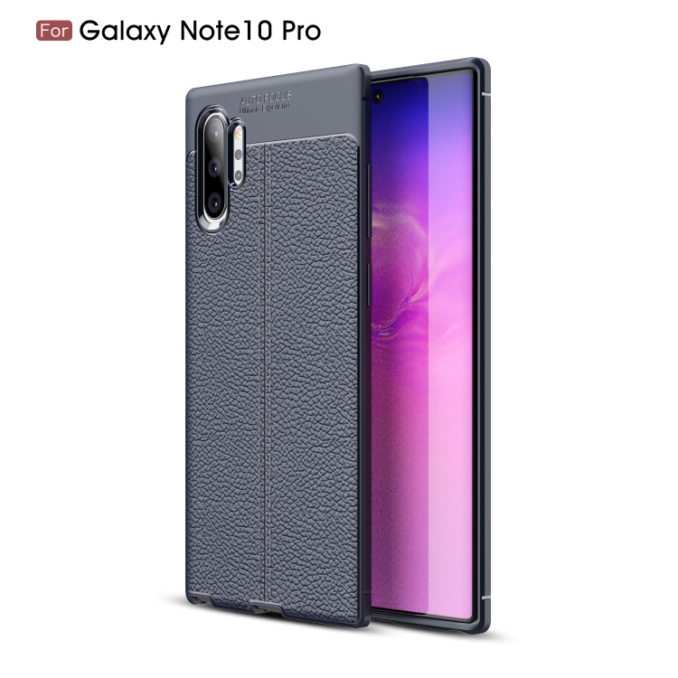

Litchi Texture TPU Shockproof Case for Galaxy Note 10 Pro(Navy Blue)