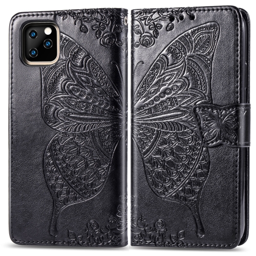 

Butterfly Love Flowers Embossing Horizontal Flip Leather Case For iPhone XI（2019）with Holder & Card Slots & Wallet & Lanyard(Black)