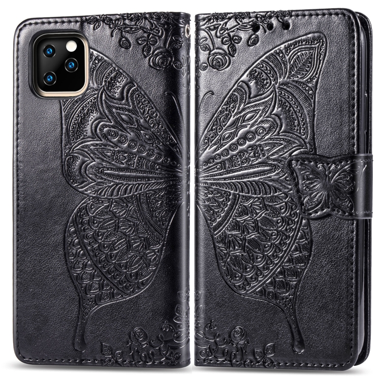 

Butterfly Love Flowers Embossing Horizontal Flip Leather Case for iPhone 11, with Holder & Card Slots & Wallet & Lanyard(Black)