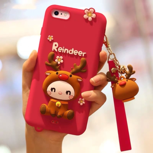 

Lovely Reindeer Full Package Anti Falling Silicone Sleeve for iPhone6 / 6s(Red)