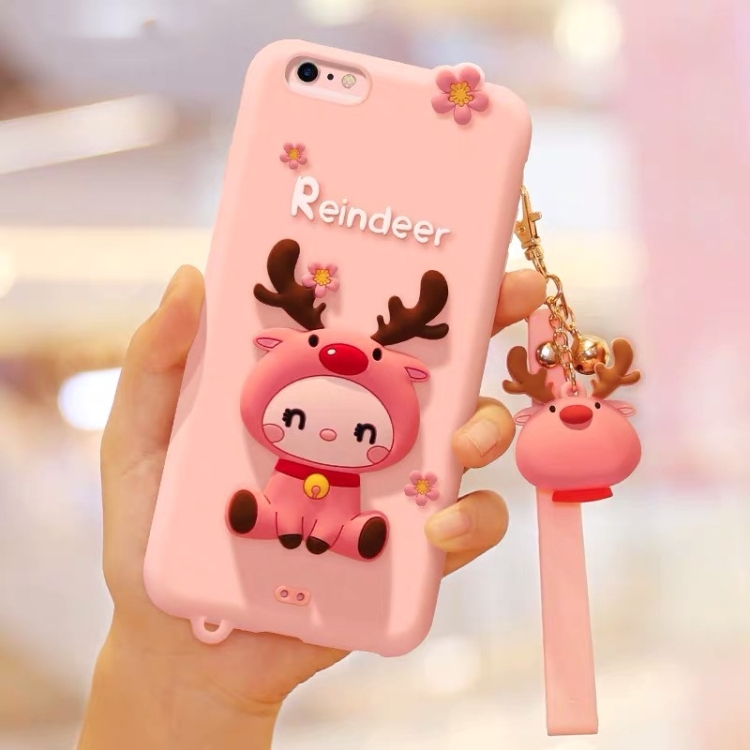 

Lovely Reindeer Full Package Anti Falling Silicone Sleeve for iPhone 6 plus / 6s Plus(Pink)