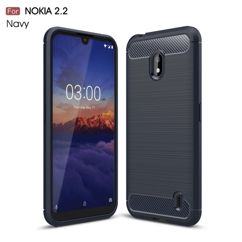 

Brushed Texture Carbon Fiber TPU Case for Nokia 2.2(Navy Blue)