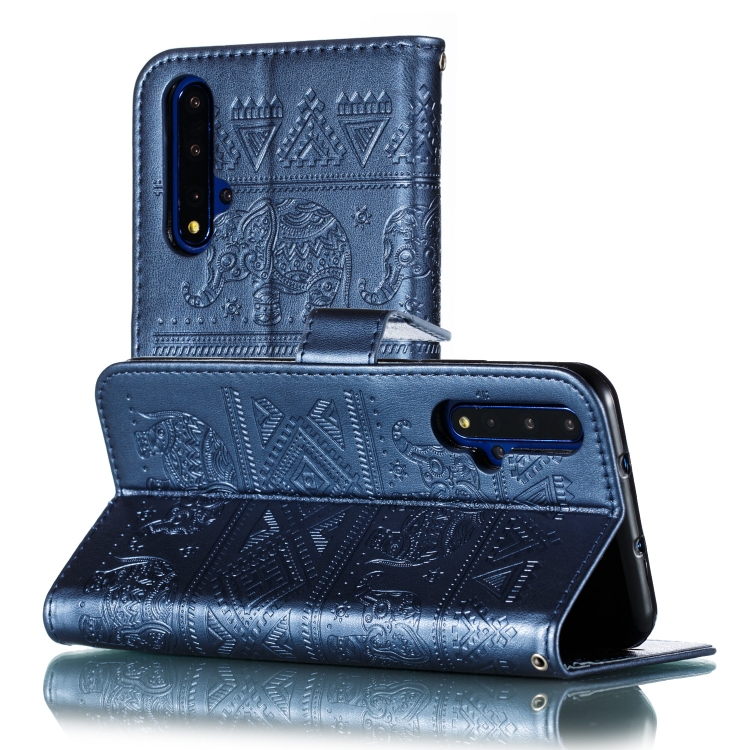 

Elephant Embossing Pattern Horizontal Flip Leather Case for Huawei Honor 20 , with Holder & Card Slots & Wallet & Photo Frame & Lanyard(Dark Blue)