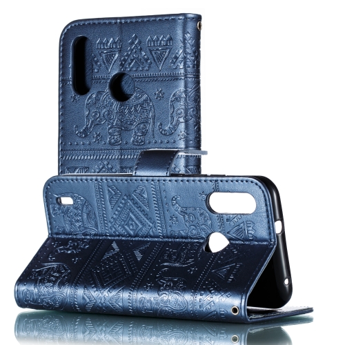 

Elephant Embossing Pattern Horizontal Flip Leather Case for Motorola Moto P40 Play (EU Version) , with Holder & Card Slots & Wallet & Photo Frame & Lanyard(Dark Blue)