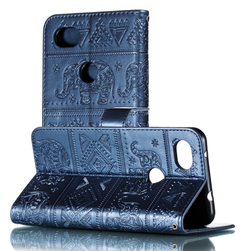 

Elephant Embossing Pattern Horizontal Flip Leather Case for Google Plxel 3A XL , with Holder & Card Slots & Wallet & Photo Frame & Lanyard(Dark Blue)