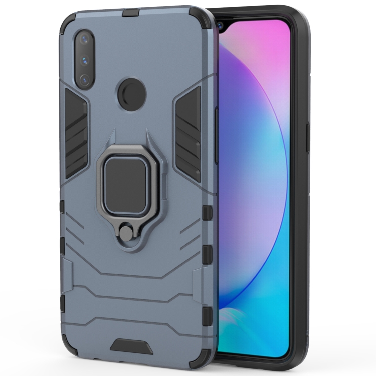 

PC + TPU Shockproof Protective Case with Magnetic Ring Holder for Oppo Realme 3(Navy blue)