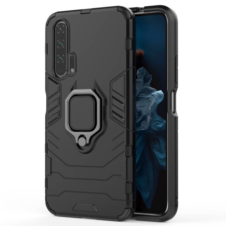 

PC + TPU Shockproof Protective Case with Magnetic Ring Holder for Huawei Honor 20 Pro(Black)