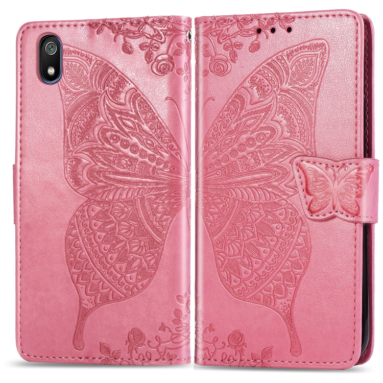 

Butterfly Love Flowers Embossing Horizontal Flip Leather Case For Xiaomi Redmi 7A with Holder & Card Slots & Wallet & Lanyard(Pink)