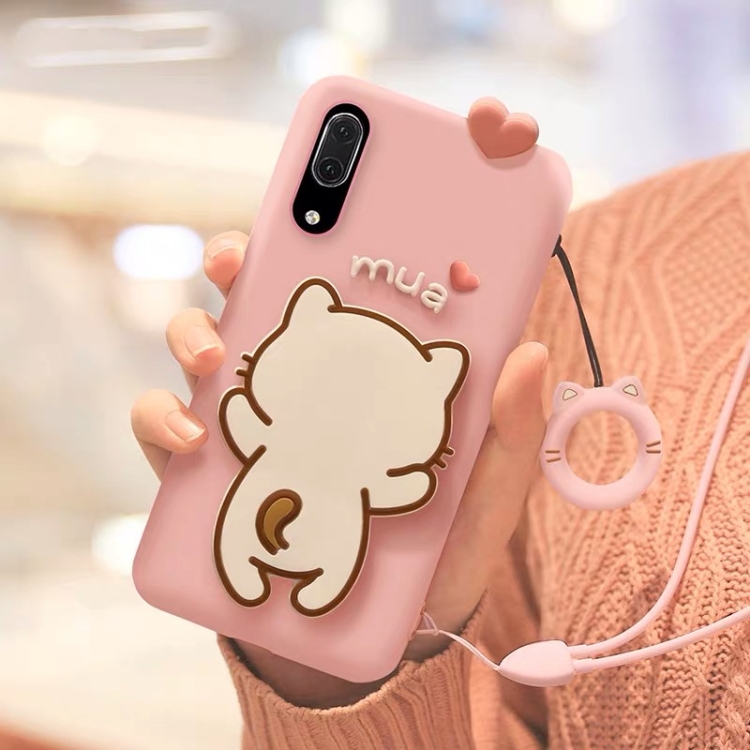 

Full Package Anti-falling Silicone Case for Huawei P20（Little White Cat）(Pink)
