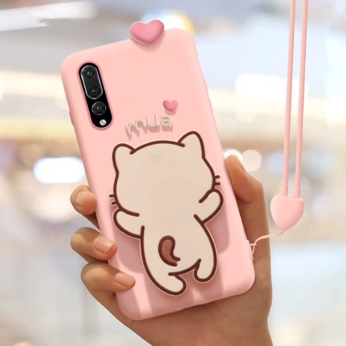 

Full Package Anti-falling Silicone Case for Huawei P20 Pro（Little White Cat）(Pink)