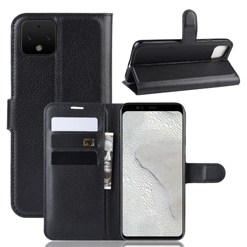 

Litchi Texture Horizontal Flip Leather Case for Google Pixel 4, with Wallet & Holder & Card Slots(black)