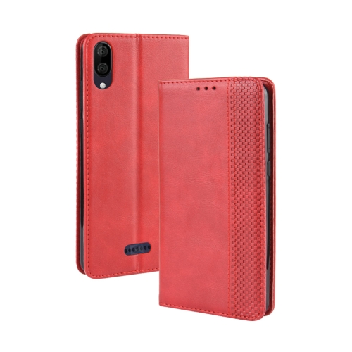 

Magnetic Buckle Retro Crazy Horse Texture Horizontal Flip Leather Case for Wiko Y80, with Holder & Card Slots & Photo Frame(Red)