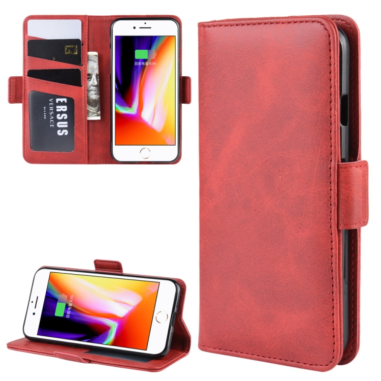 

Dual-side Magnetic Buckle Horizontal Flip Leather Case for iPhone 8 / 7, with with Holder & Card Slots & Wallet & Photo Frame(Red)