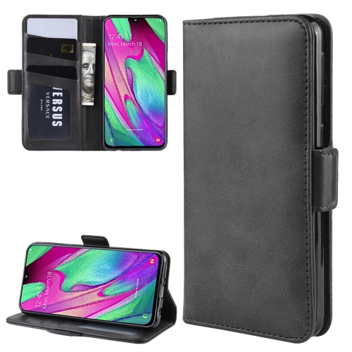 

Dual-side Magnetic Buckle Horizontal Flip Leather Case for Galaxy A40, with with Holder & Card Slots & Wallet & Photo Frame(Black)