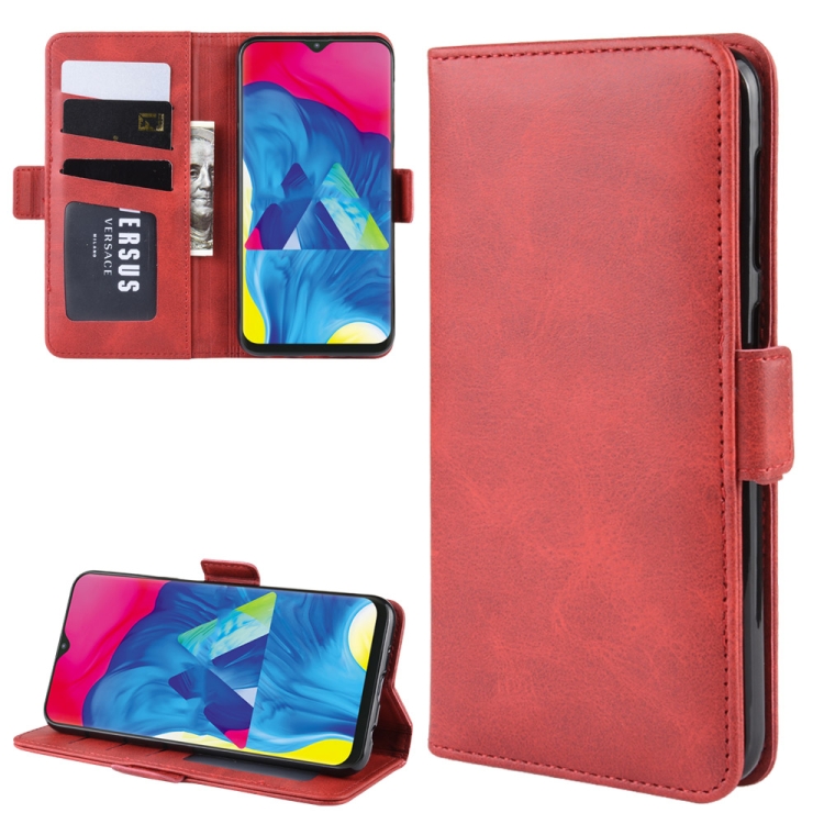 

Dual-side Magnetic Buckle Horizontal Flip Leather Case for Galaxy M10, with with Holder & Card Slots & Wallet & Photo Frame(Red)