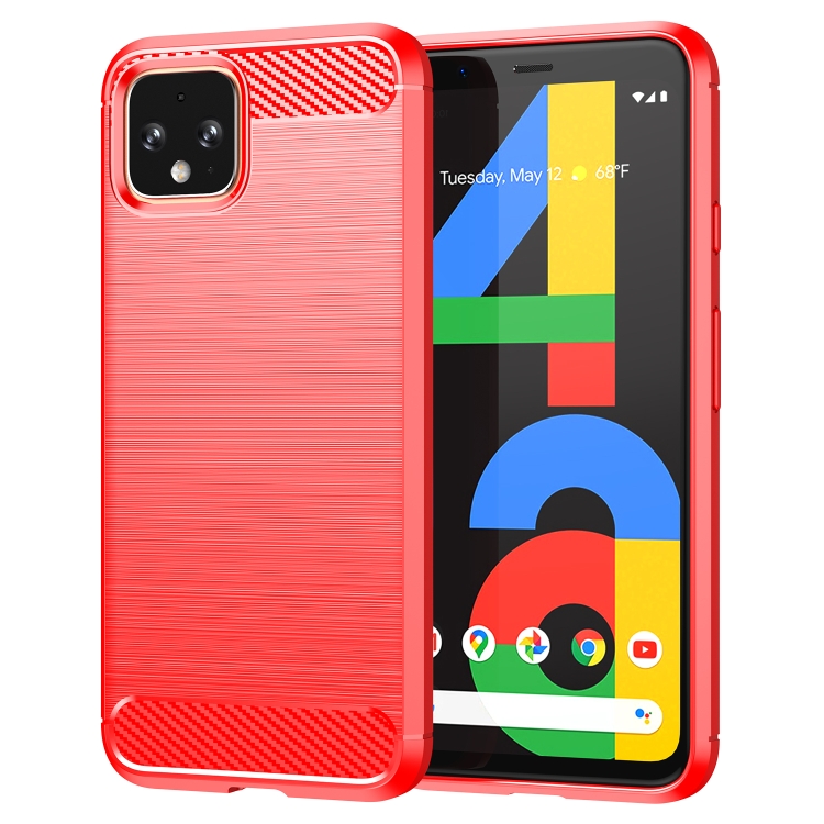 

Brushed Texture Carbon Fiber TPU Case for Google Pixel 4(Red)