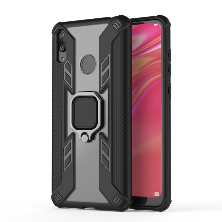 

Iron Warrior Shockproof PC + TPU Protective Case for Huawei Y7 2019, with Ring Holder(Black)