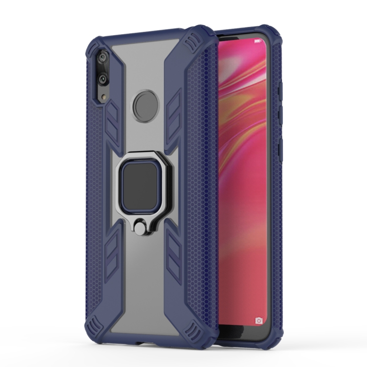 

Iron Warrior Shockproof PC + TPU Protective Case for Huawei Y7 2019, with Ring Holder(Navy blue)