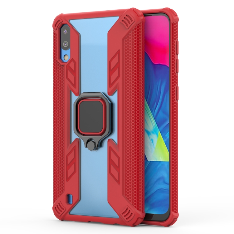 

Iron Warrior Shockproof PC + TPU Protective Case for Galaxy M10, with Ring Holder(Red)