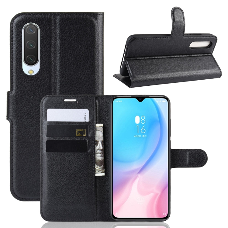 

Litchi Texture Horizontal Flip Leather Case for Xiaomi Mi CC9, with Wallet & Holder & Card Slots(Black)