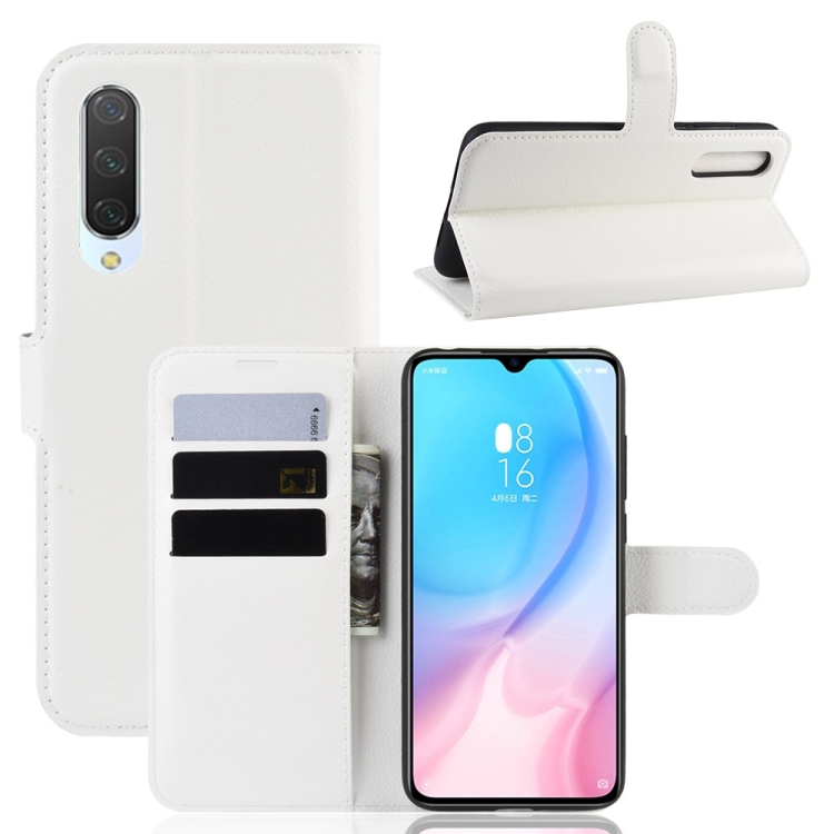 

Litchi Texture Horizontal Flip Leather Case for Xiaomi Mi CC9, with Wallet & Holder & Card Slots(White)
