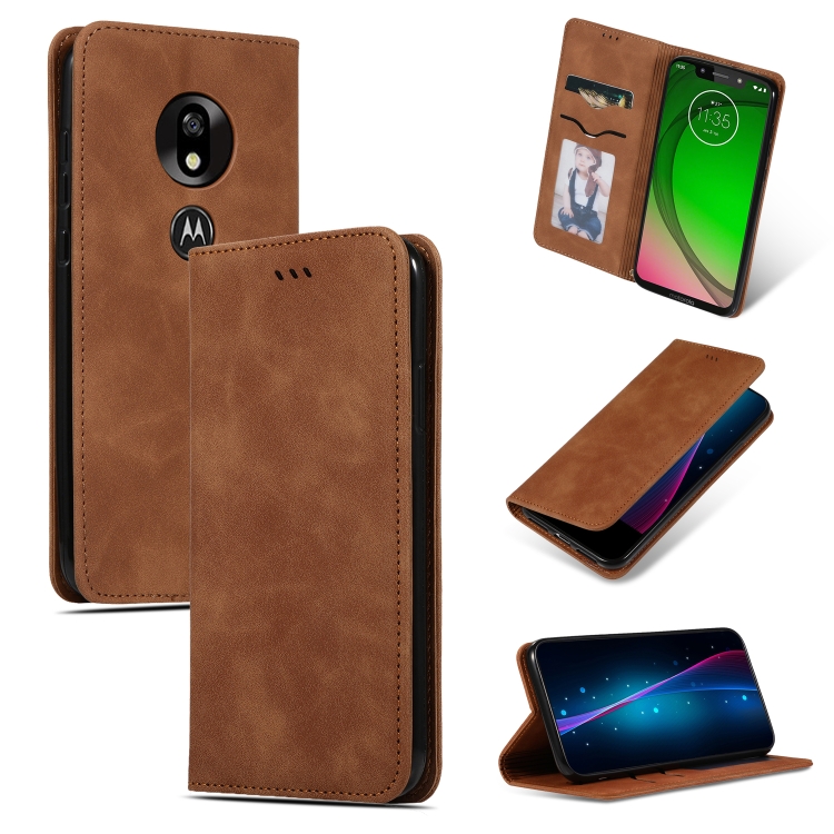 

Retro Skin Feel Business Magnetic Horizontal Flip Leather Case for MOTO G7 Play European version(Brown)