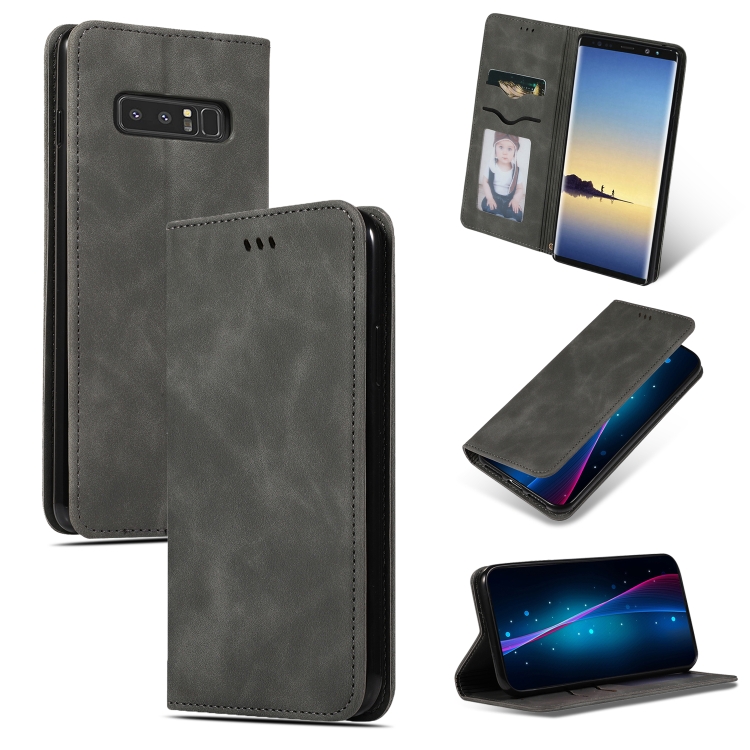 

Retro Skin Feel Business Magnetic Horizontal Flip Leather Case for Galaxy NOTE 8(Dark Gray)