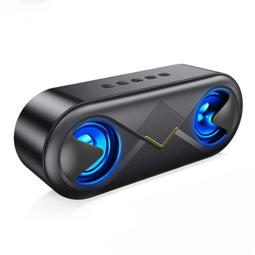 

S6 10W Portable Bluetooth 5.0 Wireless Stereo Bass Hifi Speaker, Support TF Card AUX USB Handsfree with Flash LED(BLACK)