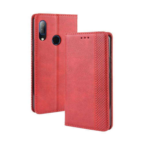

Magnetic Buckle Retro Crazy Horse Texture Horizontal Flip Leather Case for HTC U19E , with Holder & Card Slots & Photo Frame(Red)
