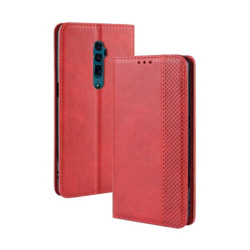 

Magnetic Buckle Retro Crazy Horse Texture Horizontal Flip Leather Case for OPPO Reno 10x Zoom / Reno 5G , with Holder & Card Slots & Photo Frame(Red)
