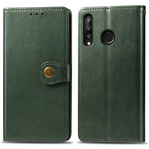 

Retro Solid Color Leather Buckle Mobile Phone Protection Leather Case with Photo Frame & Card Slot & Wallet & Bracket Function for Huawei P30 Lite / Nove 4e(Green)