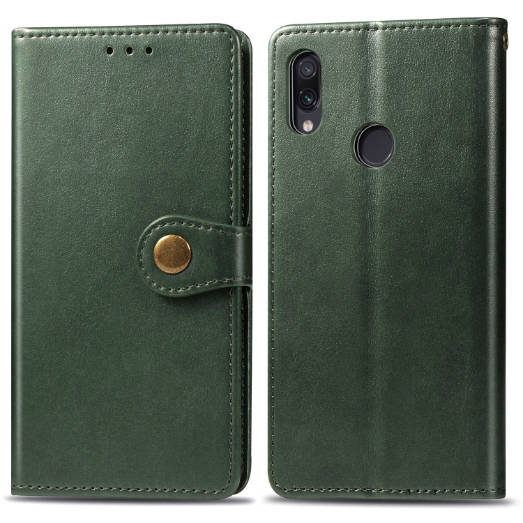 

Retro Solid Color Leather Buckle Mobile Phone Protection Leather Case with Photo Frame & Card Slot & Wallet & Bracket Function for Xiaomi Redmi 7(Green)