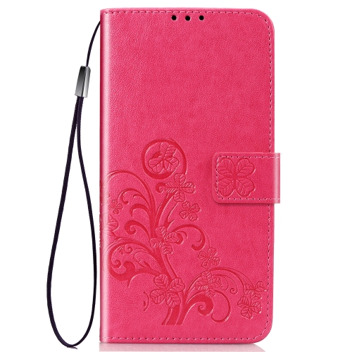 

Four-leaf Clasp Embossed Buckle Mobile Phone Protection Leather Case with Lanyard & Card Slot & Wallet & Bracket Function for iPhone 11(Magenta)