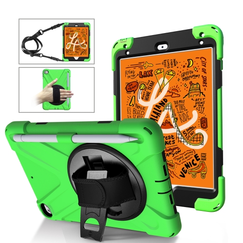 

Shockproof Colorful Silica HDW + PC Protective Case for iPad Mini 2019 / Mini 4, with Holder & Shoulder Strap & Hand Strap & Pen Slot(Green)