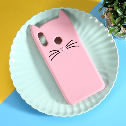 

Lovely 3D Moustache Cat Soft Silicone Back Case for Huawei Honor 10 Lite / P Smart (2019)(Pink)