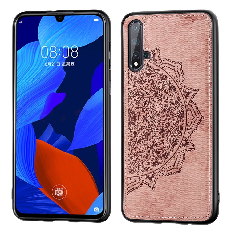 

Embossed Mandala pattern PC + TPU + Fabric Phone Case for Huawei Nova5 & Nova 5 Pro ,with Lanyard & Magnetic(Rose Gold)
