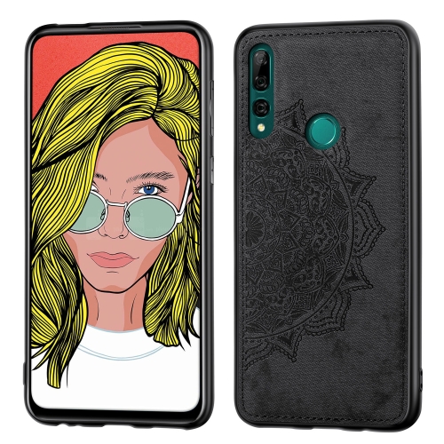 

Embossed Mandala pattern PC + TPU + Fabric Phone Case for Huawei Y9 Prime (2019) / P Smart Z,with Lanyard & Magnetic(Black)