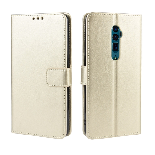 

Retro Crazy Horse Texture Horizontal Flip Leather Case for OPPO Reno 10x Zoom / Reno 5G , with Holder & Card Slots & Photo Frame(Gold)