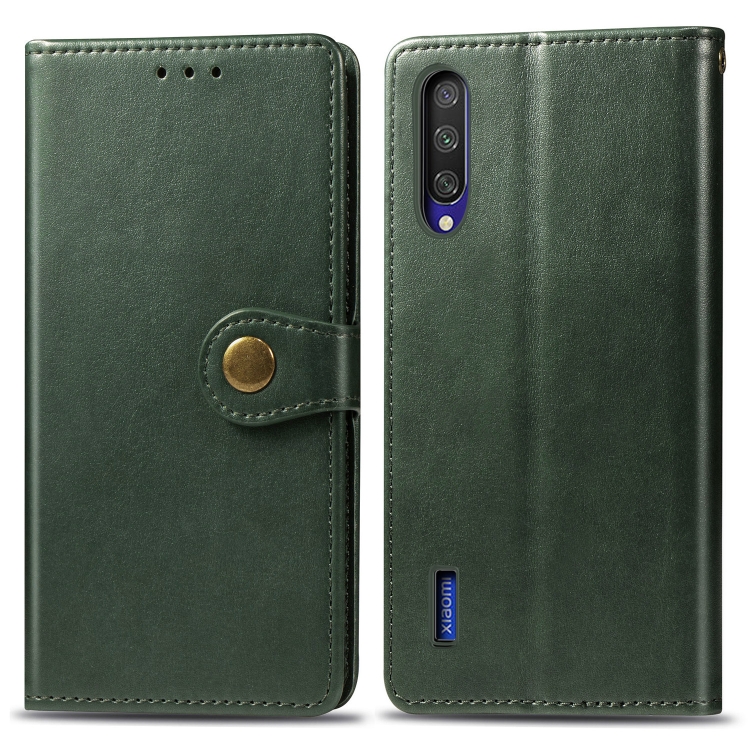 

Retro Solid Color Leather Buckle Mobile Phone Protection Leather Case with Photo Frame & Card Slot & Wallet & Bracket Function for Xiaomi CC9(Green)