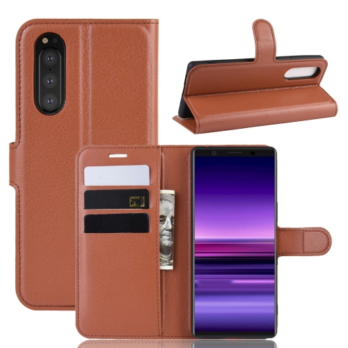 

Litchi Texture Horizontal Flip Leather Case for Sony Xperia 2, with Wallet & Holder & Card Slots(Brown)