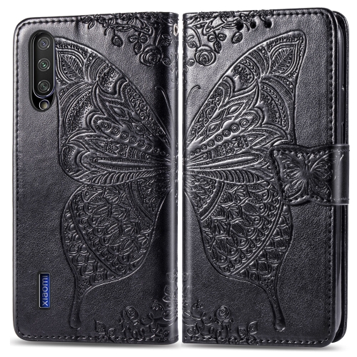 

Butterfly Love Flowers Embossing Horizontal Flip Leather Case For Xiaomi CC9 with Holder & Card Slots & Wallet & Lanyard(Black)