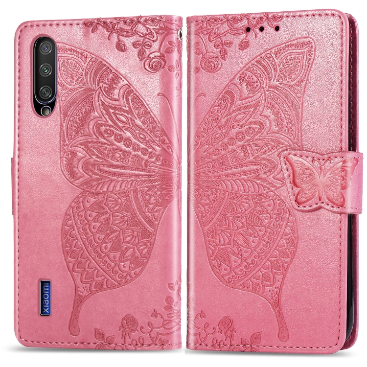 

Butterfly Love Flowers Embossing Horizontal Flip Leather Case For Xiaomi Mi CC9e with Holder & Card Slots & Wallet & Lanyard(Pink)