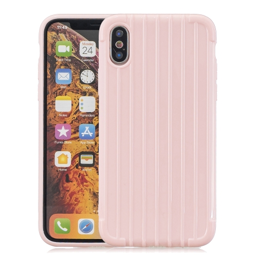 

Suitcase Style Striped Soft TPU Case for iPhone XS Max(Pink)