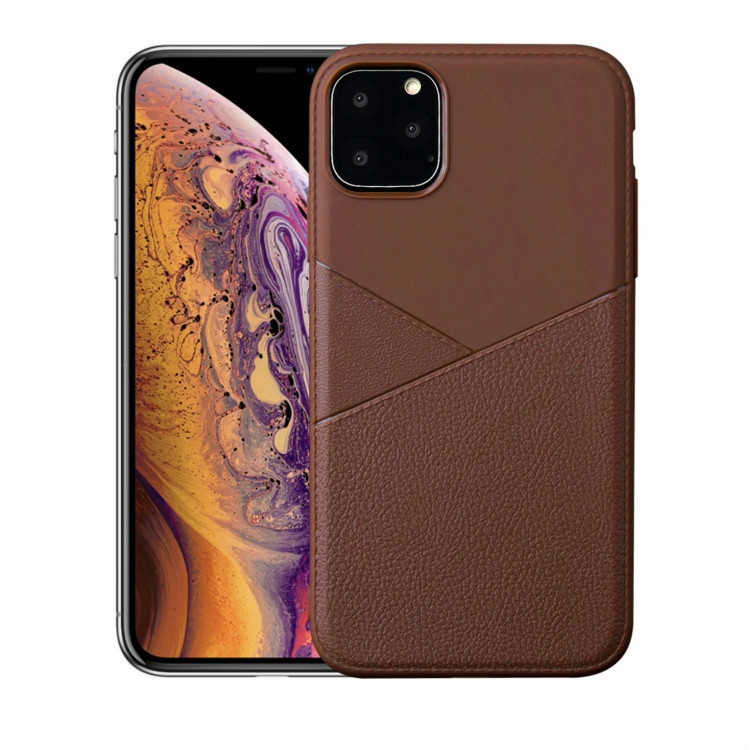 

Ultra-thin Shockproof Soft TPU + Leather Case for iPhone 11 Pro(Brown)