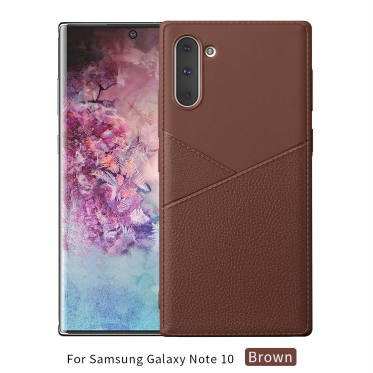 

Ultra-thin Shockproof Soft TPU + Leather Case for Galaxy Note10 / Note10 5G(Brown)