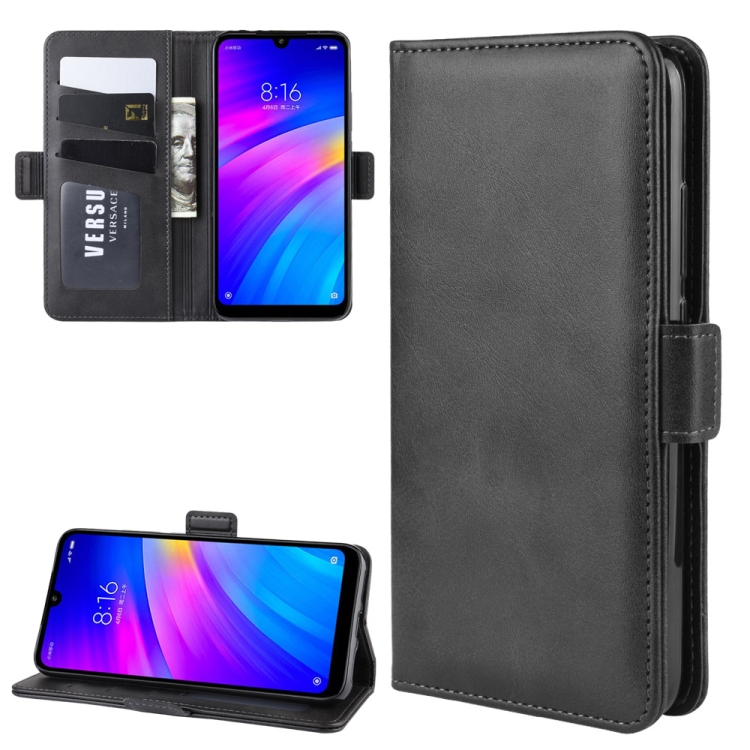 

Wallet Stand Leather Cell Phone Case for Xiaomi Redmi 7，with Wallet & Holder & Card Slots(Black)
